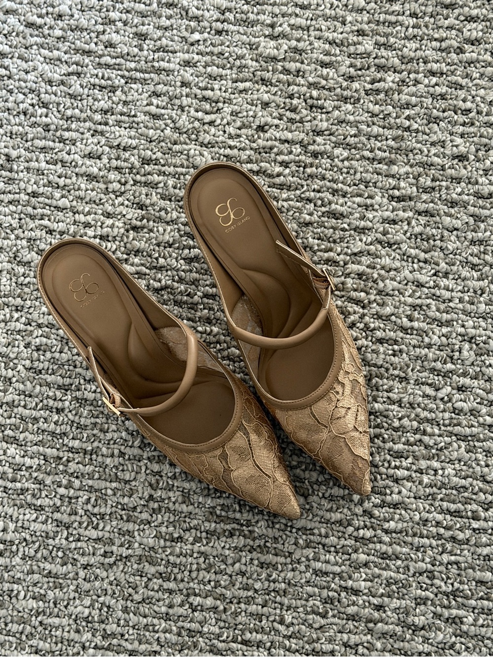 Cosy island gold Lace Pointed-Toe Women’s Slingback 8